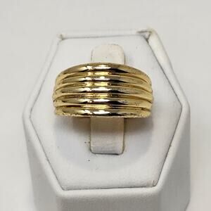 Stacked Gold Tone Wide Band Ring Size 8 Fashion Jewelry Casual Career Accessory